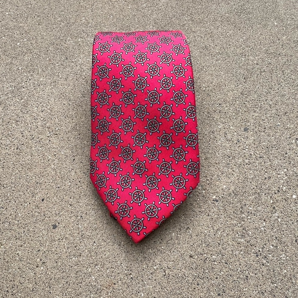 Hermes Paris Red Nautical Patterned Tie Luxury Red Grey